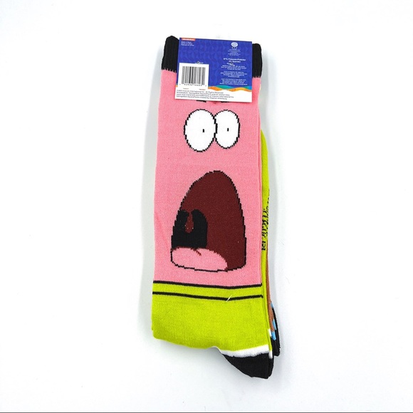 New Men’s Nickelodeon SpongeBob SquarePants Patrick Star Faces Crew Socks 6-12 - Picture 3 of 5